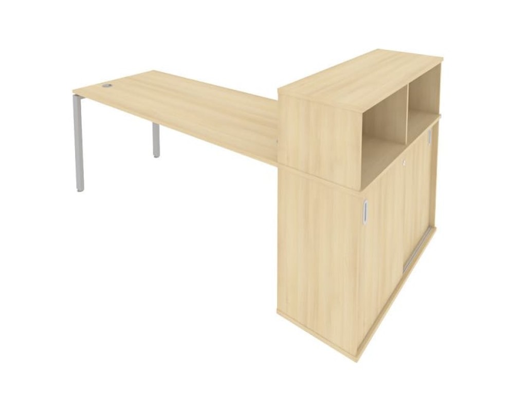 Desk on a U-shaped metal frame with a supporting wardrobe, 221x112x109.8, Metal System