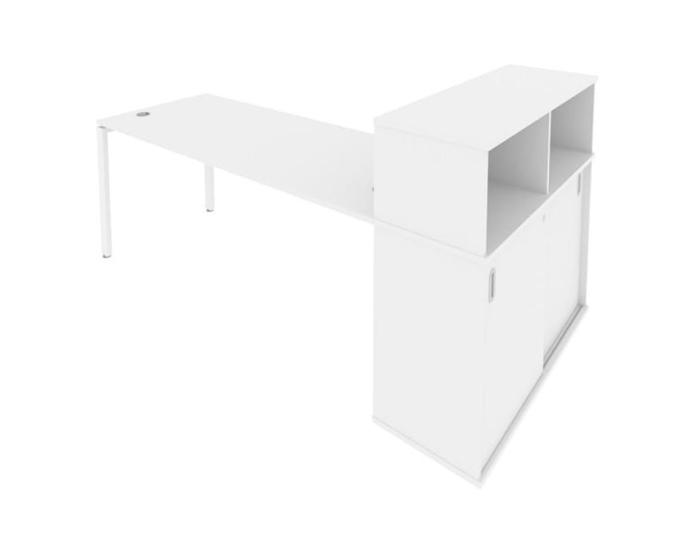 Desk on a U-shaped metal frame with a supporting wardrobe, 221x112x109.8, Metal System