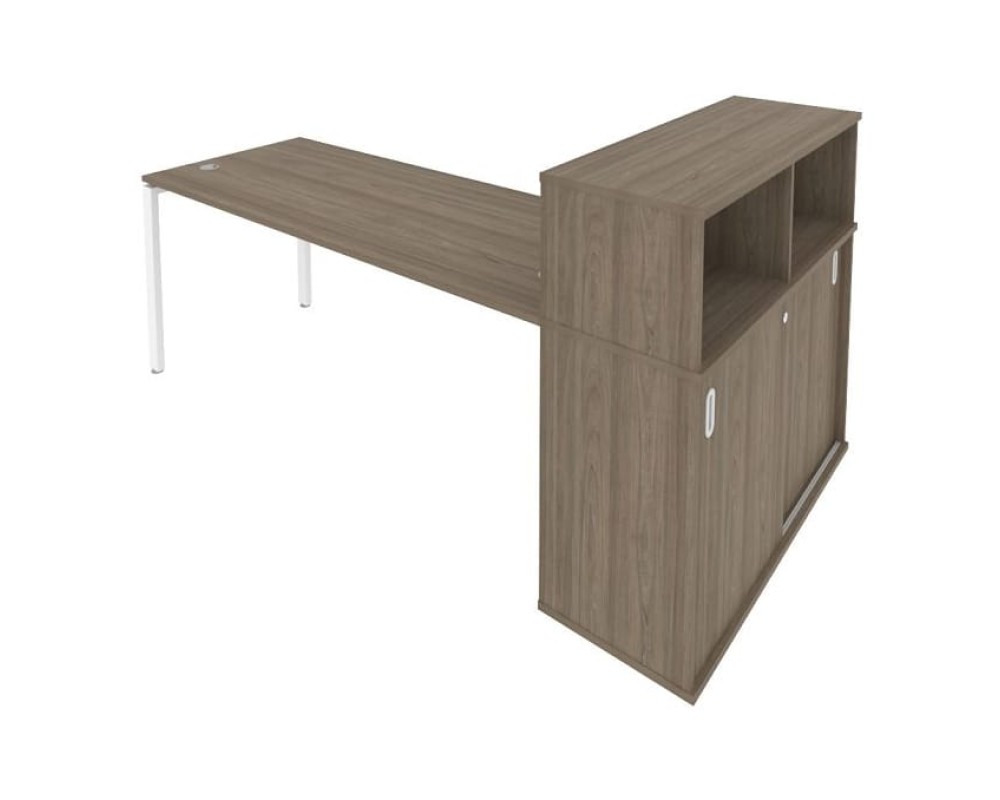 Desk on a U-shaped metal frame with a supporting wardrobe, 221x112x109.8, Metal System