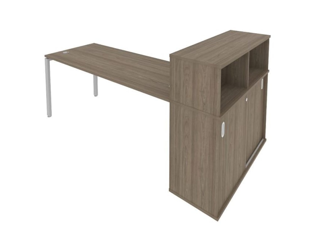 Desk on a U-shaped metal frame with a supporting wardrobe, 221x112x109.8, Metal System