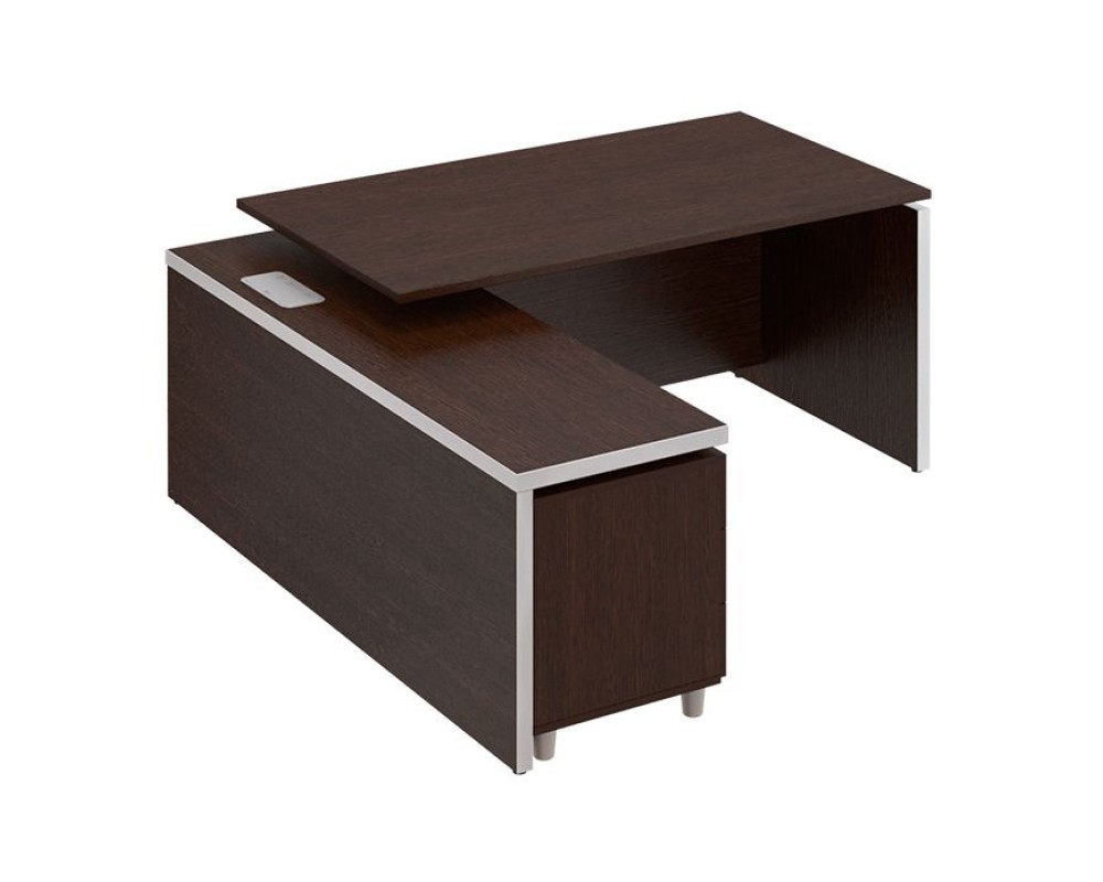 Executive Desk with Left Side Briefing Attachment, 180x180x76 cm, Reventon
