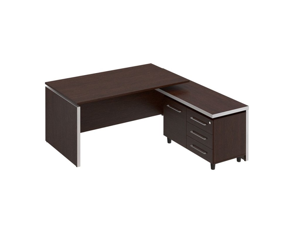 Executive Desk with Right Side Briefing Attachment, 180x180x76 cm, Reventon