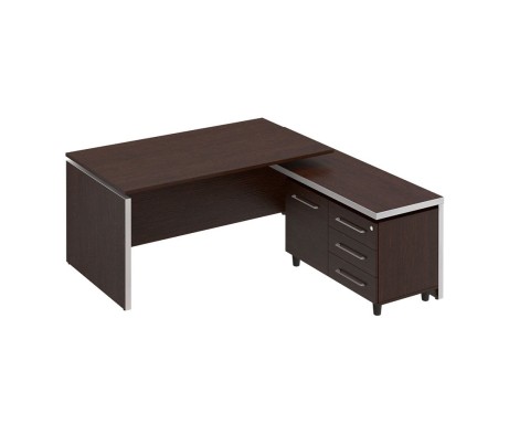 Executive Desk with Right Side Briefing Attachment, 180x180x76 cm, Reventon