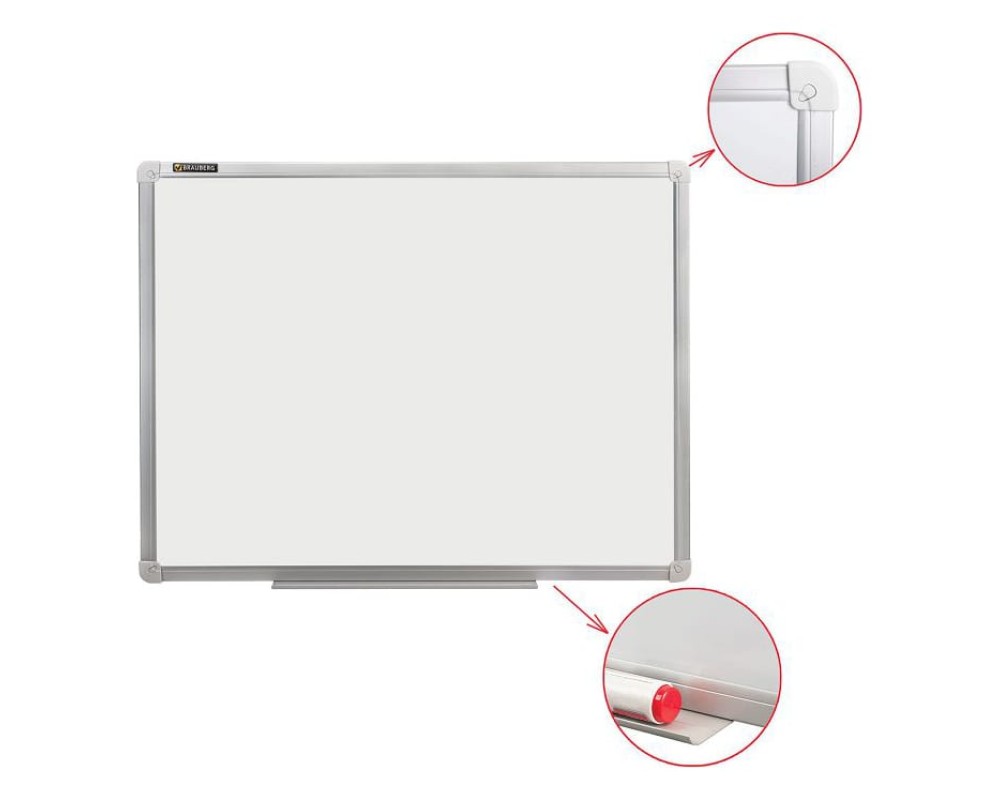 BRAUBERG Standard Magnetic Marker Board, 45x60 cm, Aluminum Frame