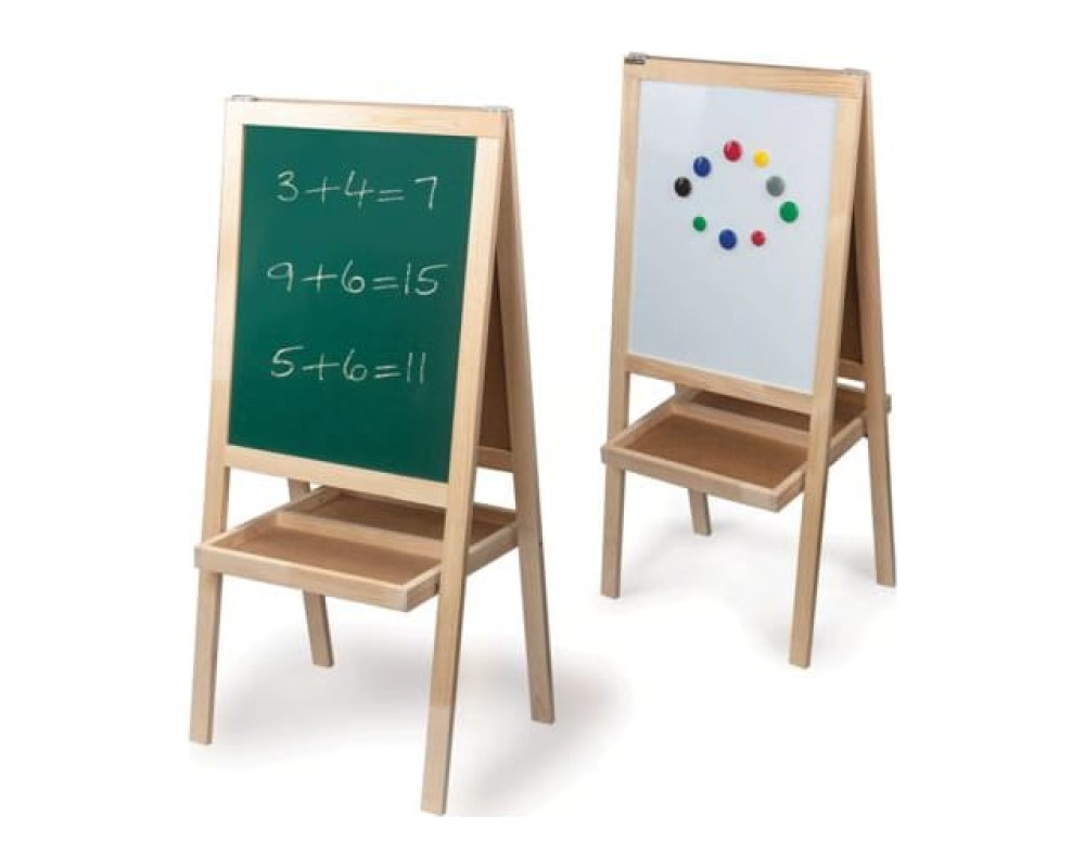 BRAUBERG Double-sided Magnetic Marker Chalk Easel Board, 56x67 cm