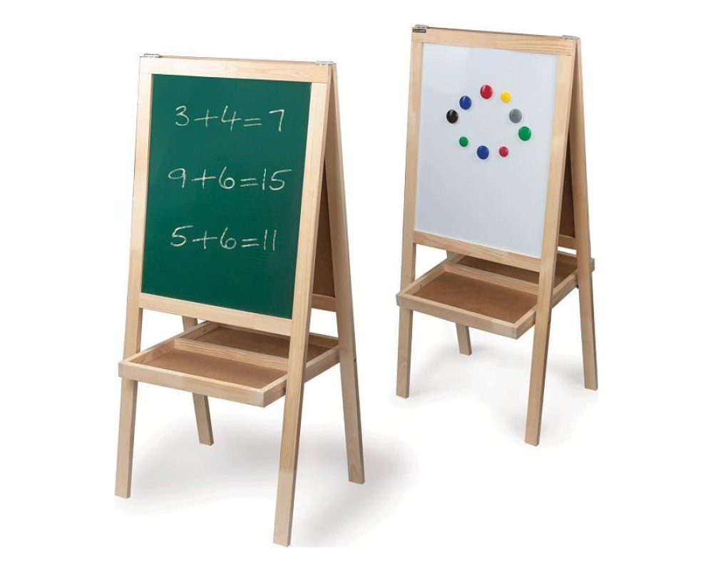 BRAUBERG Double-sided Magnetic Marker Chalk Easel Board, 56x67 cm