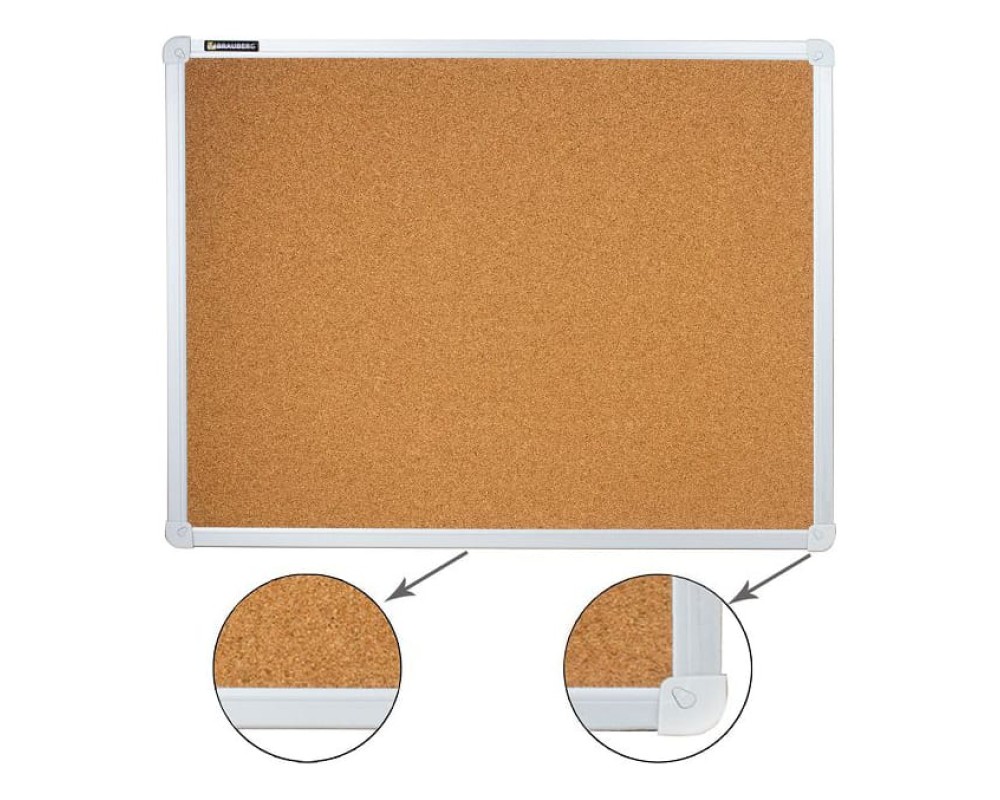 BRAUBERG Cork Notice Board, 45x60 cm, Aluminum Frame