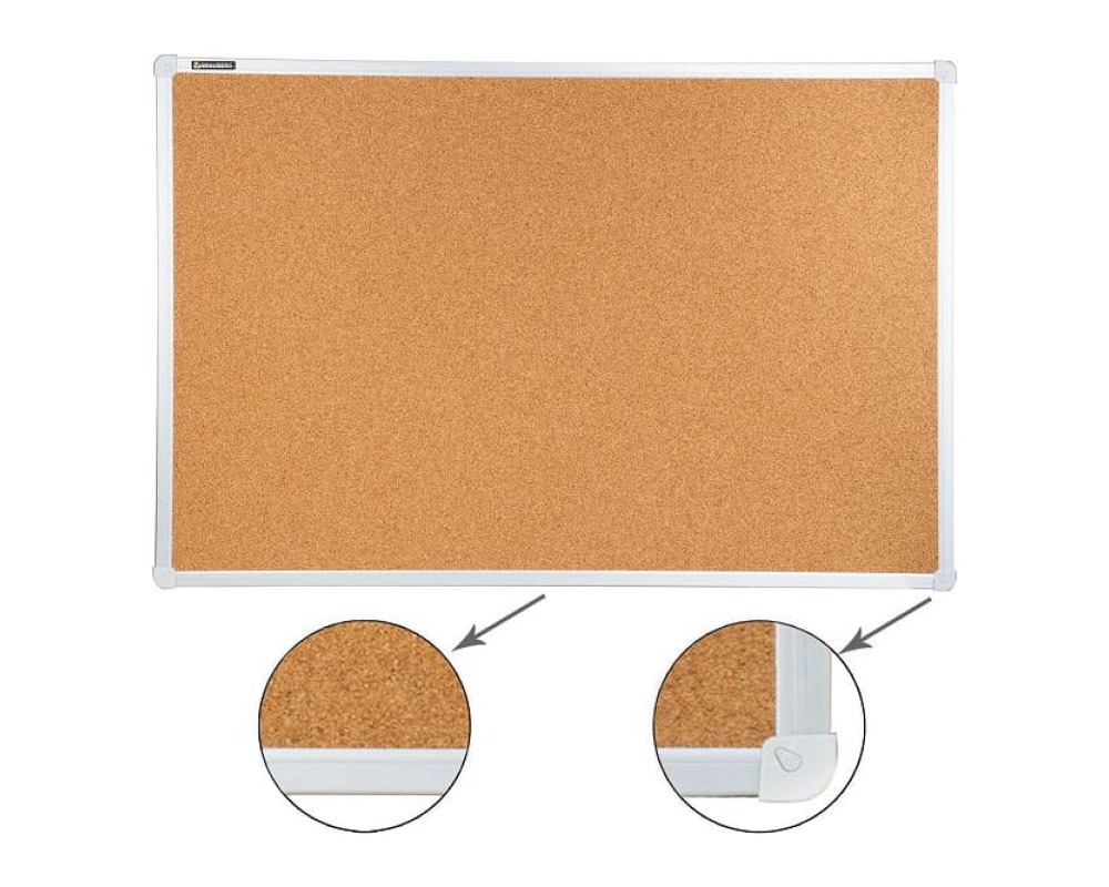 BRAUBERG Cork Notice Board, 60x90 cm, Improved Aluminum Frame