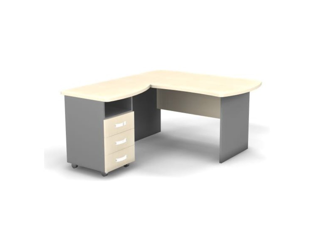 Left Workstation with Pedestal 140x160x74 Berlin