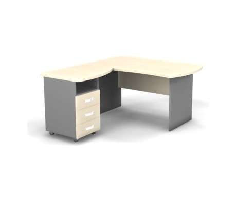 Left Workstation with Pedestal 140x160x74 Berlin