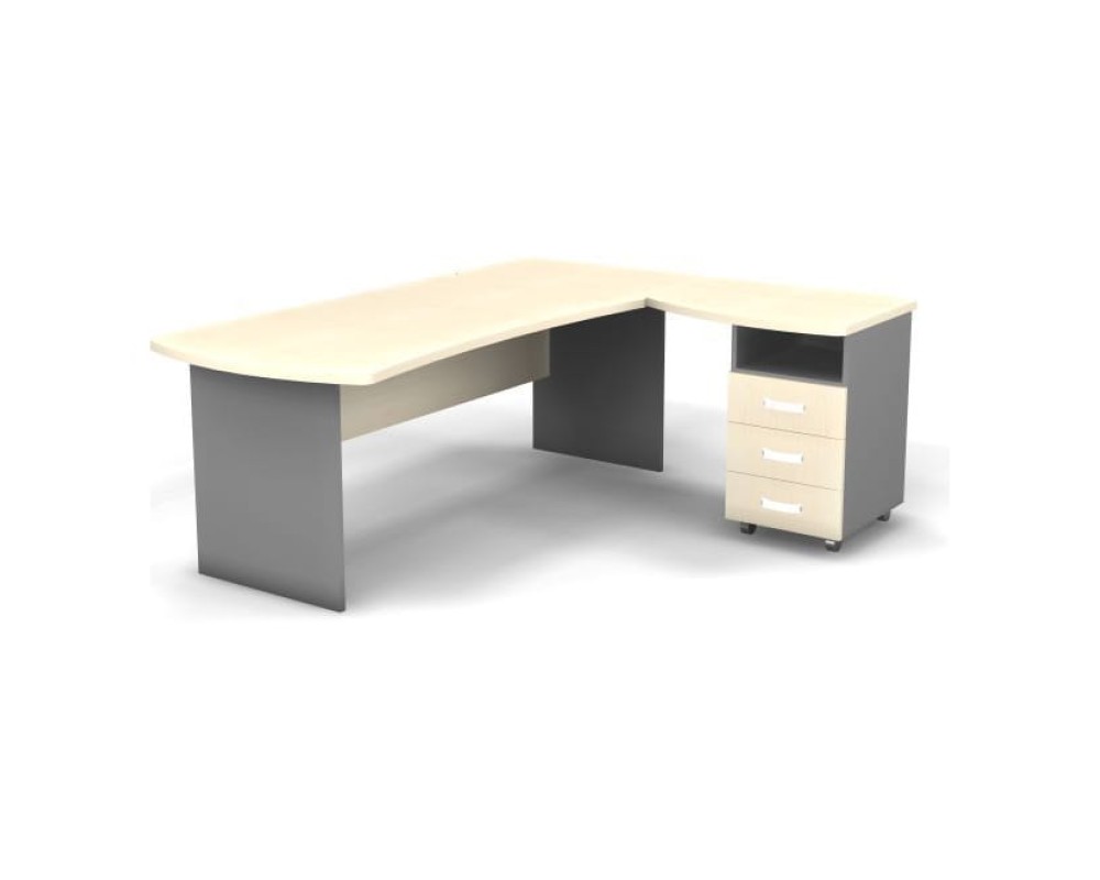 Right Workstation with Pedestal 200x160x74 Berlin