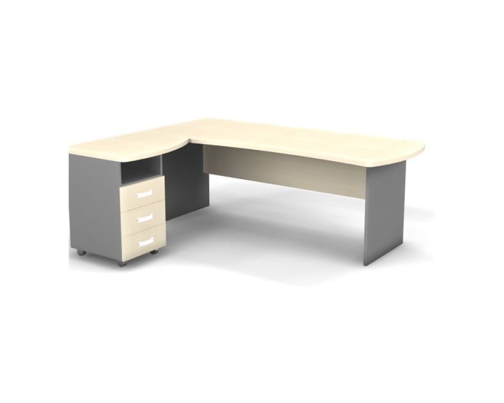 Left Workstation with Pedestal 200x160x74 Berlin