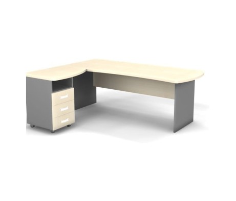 Left Workstation with Pedestal 200x160x74 Berlin