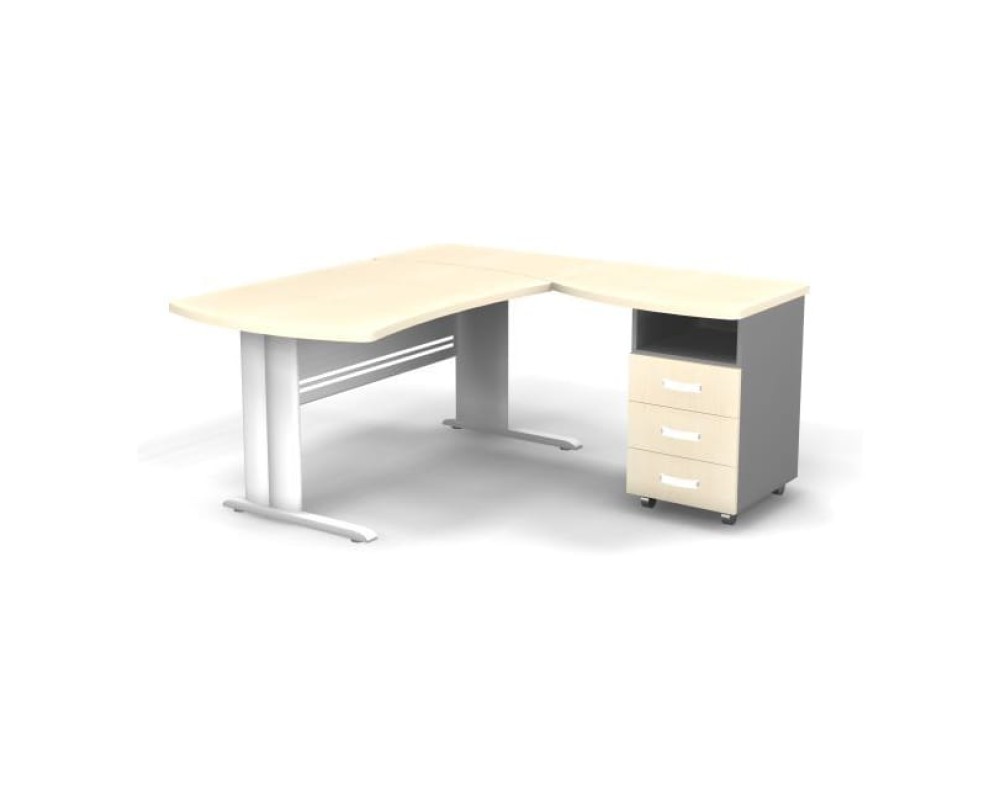 Right Workstation with Pedestal on L-shaped Frame 160x160x74 Berlin
