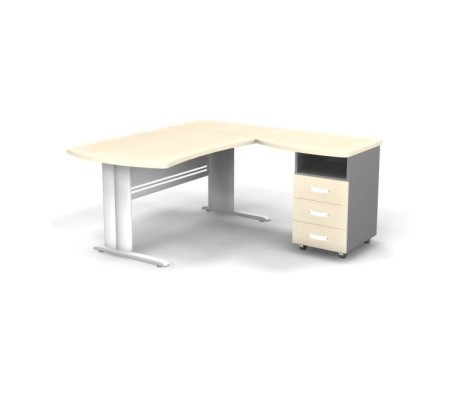 Right Workstation with Pedestal on L-shaped Frame 160x160x74 Berlin