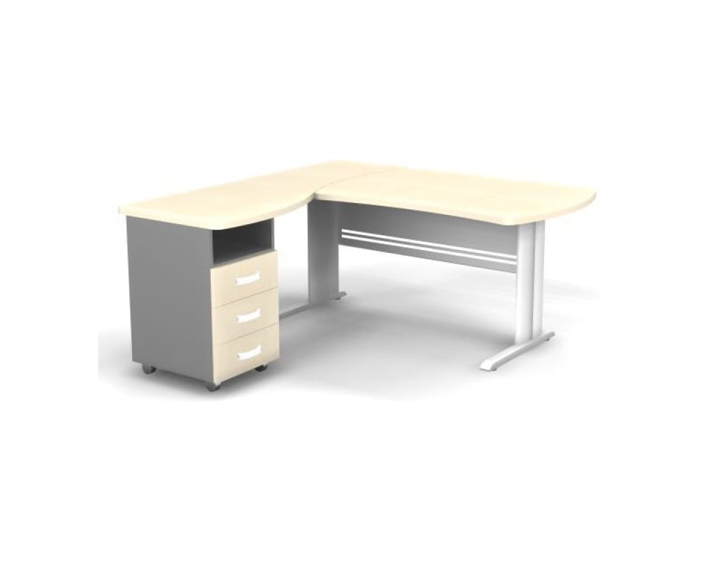 Left Workstation with Pedestal on L-shaped Frame 160x160x74 Berlin