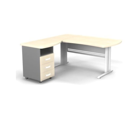 Left Workstation with Pedestal on L-shaped Frame 160x160x74 Berlin