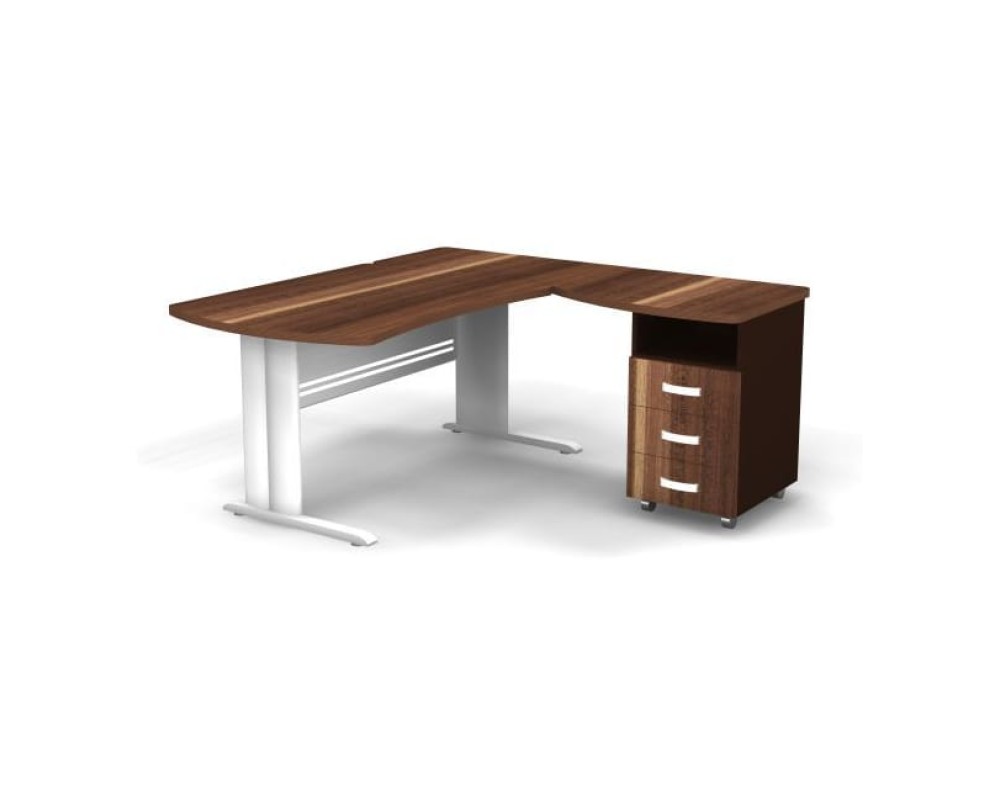 Right Workstation with Pedestal on L-shaped Frame 160x160x74 Berlin