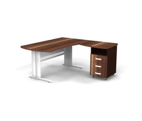 Right Workstation with Pedestal on L-shaped Frame 160x160x74 Berlin
