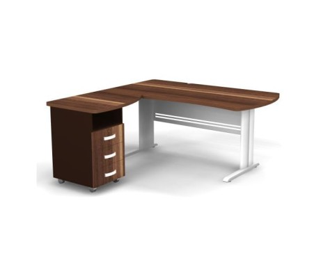 Left Workstation with Pedestal on L-shaped Frame 160x160x74 Berlin