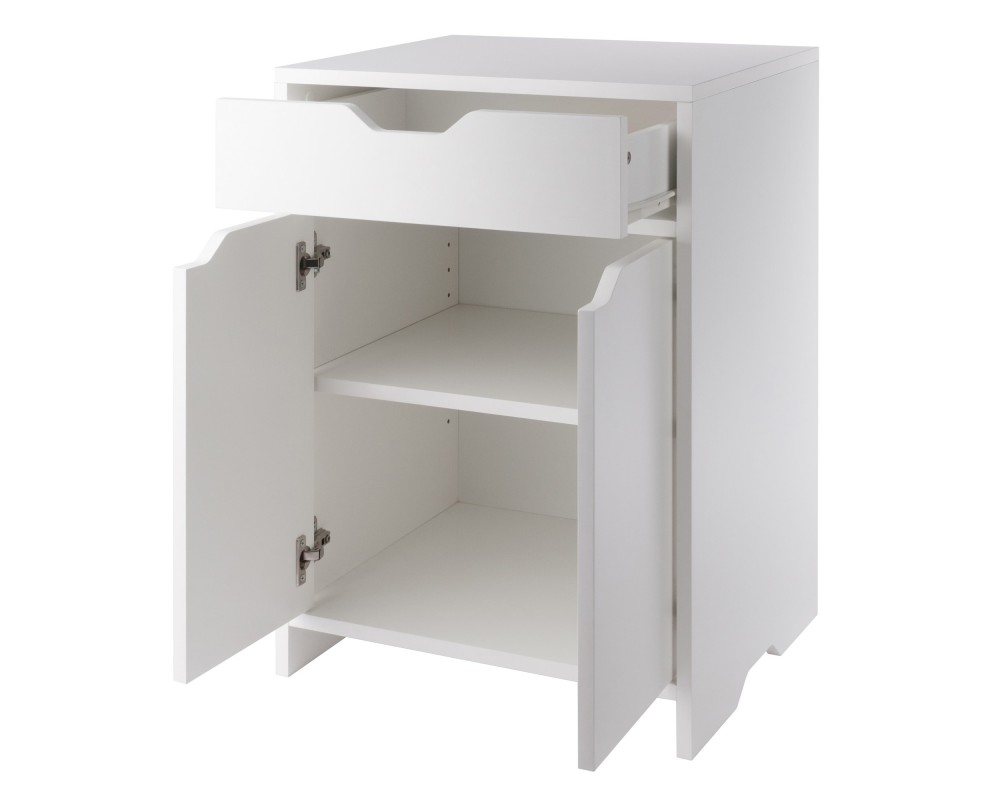 Nova Storage Cabinet with Drawer, 19' Wide, White