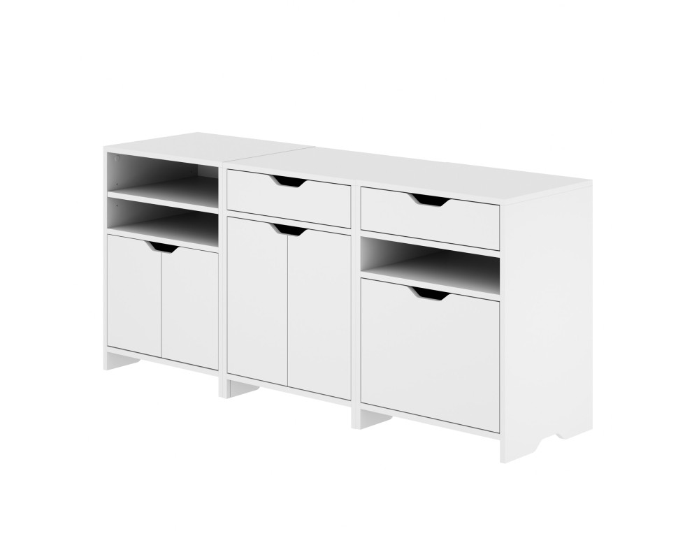 Nova 3-Pc Storage Cabinet Set, 58' Wide, 26' High, White
