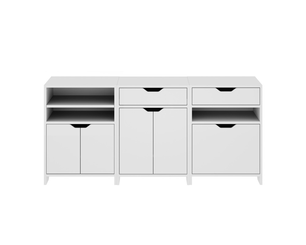 Nova 3-Pc Storage Cabinet Set, 58' Wide, 26' High, White