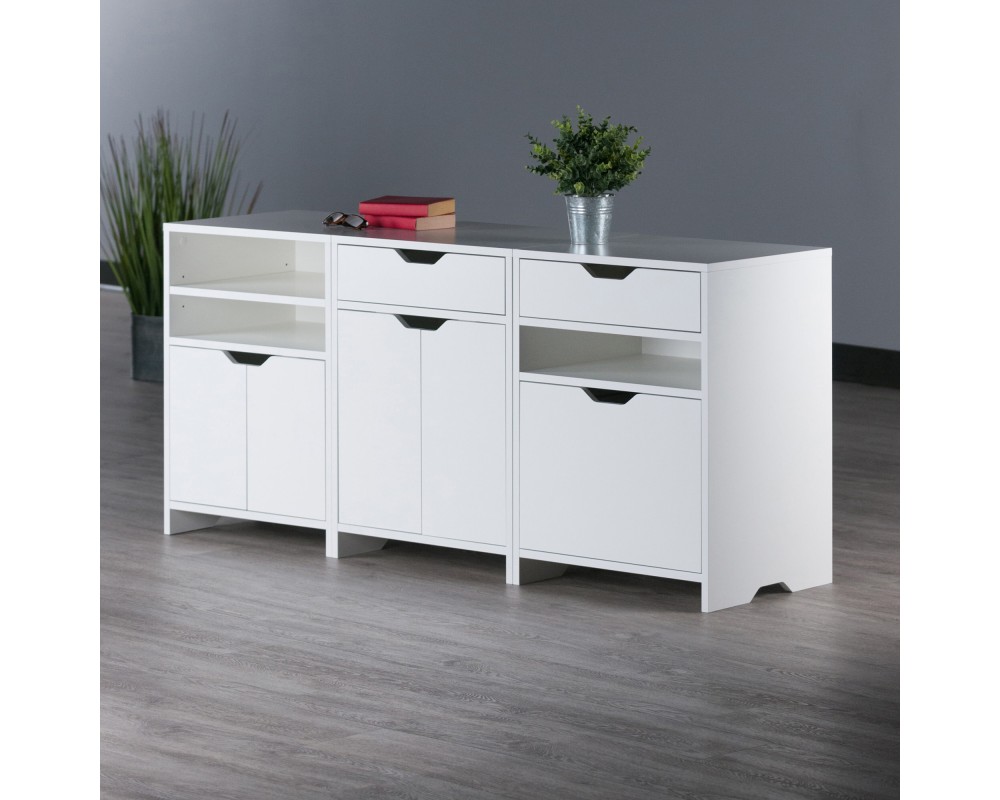 Nova 3-Pc Storage Cabinet Set, 58' Wide, 26' High, White