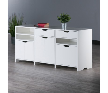 Nova 3-Pc Storage Cabinet Set, 58' Wide, 26' High, White