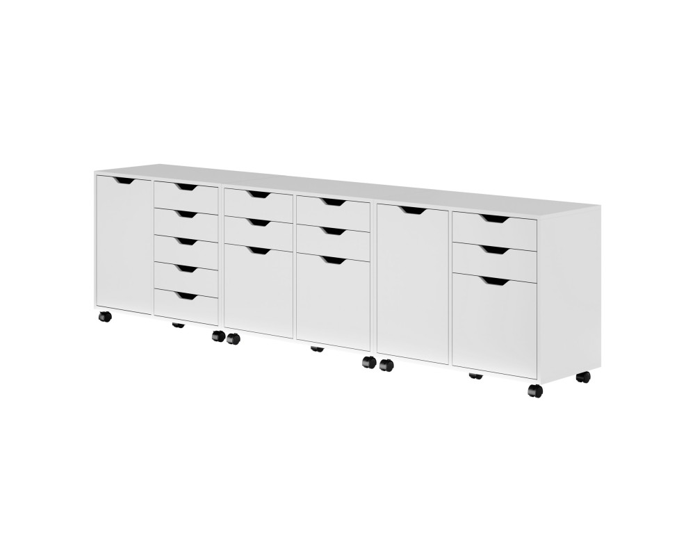 Halifax 3-Pc Cabinet Set with File Drawer, White