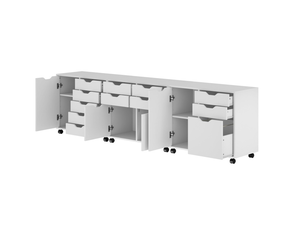Halifax 3-Pc Cabinet Set with File Drawer, White