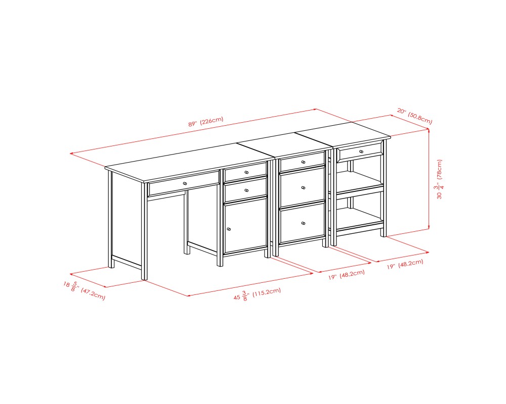 Delta 3-Pc Home Office Desk Set, White