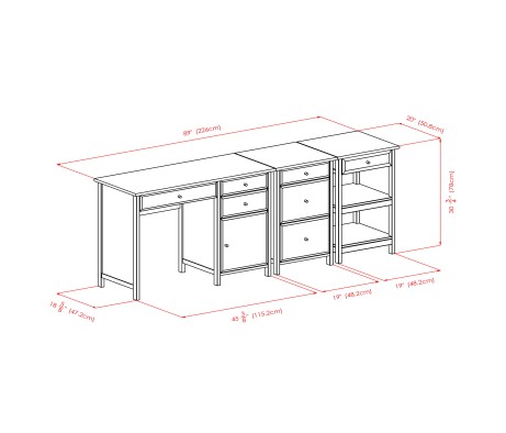 Delta 3-Pc Home Office Desk Set, White