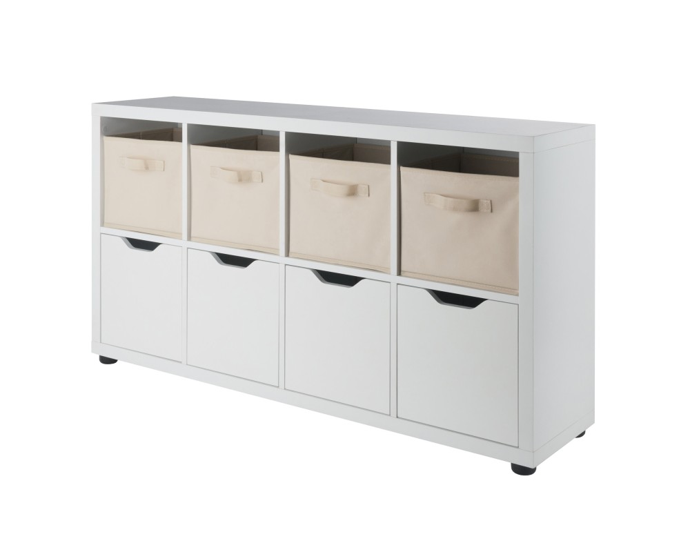 Julian 2x4 Storage 5-Pc Cabinet Set, Beige & White