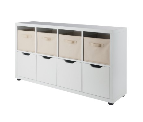 Julian 2x4 Storage 5-Pc Cabinet Set, Beige & White