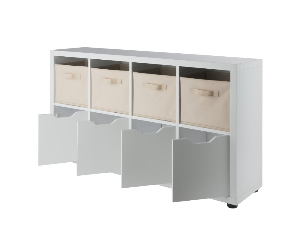 Julian 2x4 Storage 5-Pc Cabinet Set, Beige & White