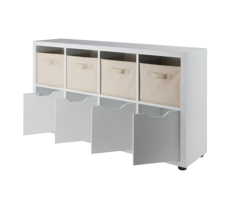 Julian 2x4 Storage 5-Pc Cabinet Set, Beige & White