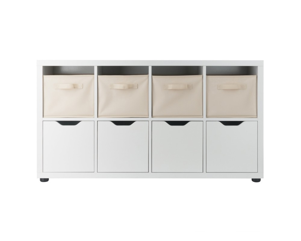 Julian 2x4 Storage 5-Pc Cabinet Set, Beige & White