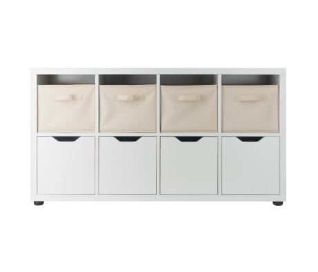 Julian 2x4 Storage 5-Pc Cabinet Set, Beige & White