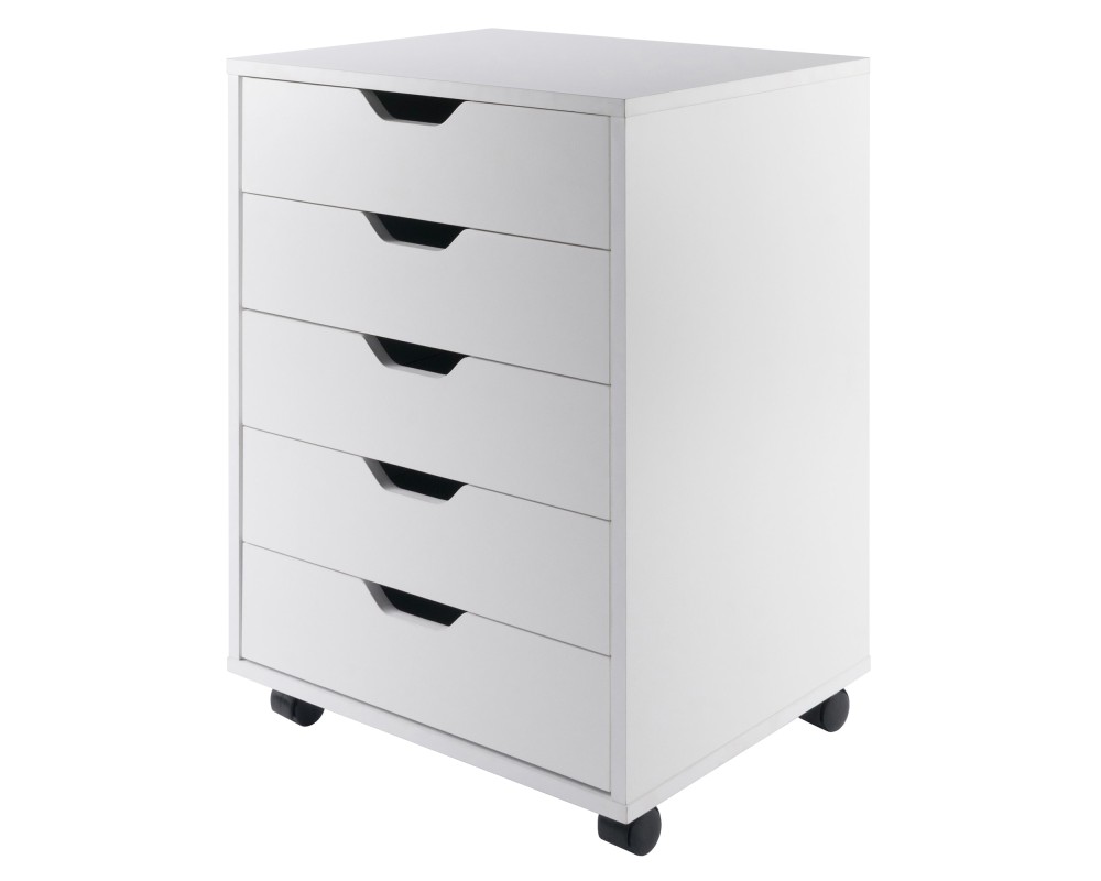 Halifax 5-Drawer Mobile Storage Cabinet, for Home Office, Bedroom, 26', White