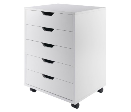 Halifax 5-Drawer Mobile Storage Cabinet, for Home Office, Bedroom, 26', White