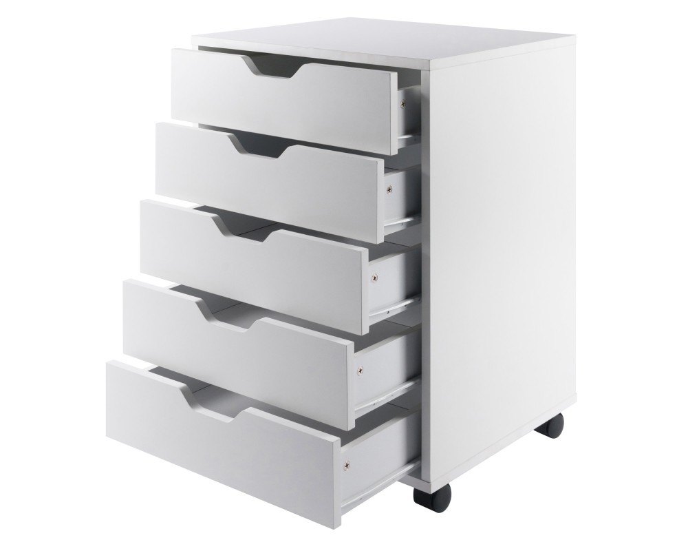 Halifax 5-Drawer Mobile Storage Cabinet, for Home Office, Bedroom, 26', White
