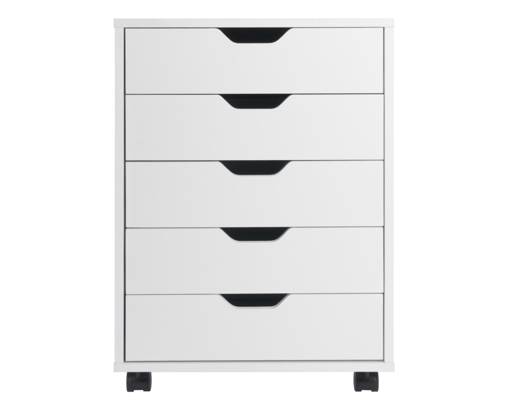 Halifax 5-Drawer Mobile Storage Cabinet, for Home Office, Bedroom, 26', White