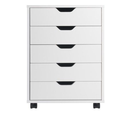 Halifax 5-Drawer Mobile Storage Cabinet, for Home Office, Bedroom, 26', White