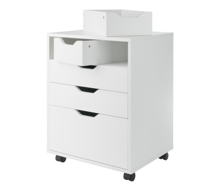 Winsome Halifax Bins & Drawers Mobile Cabinet, for Home Office, White