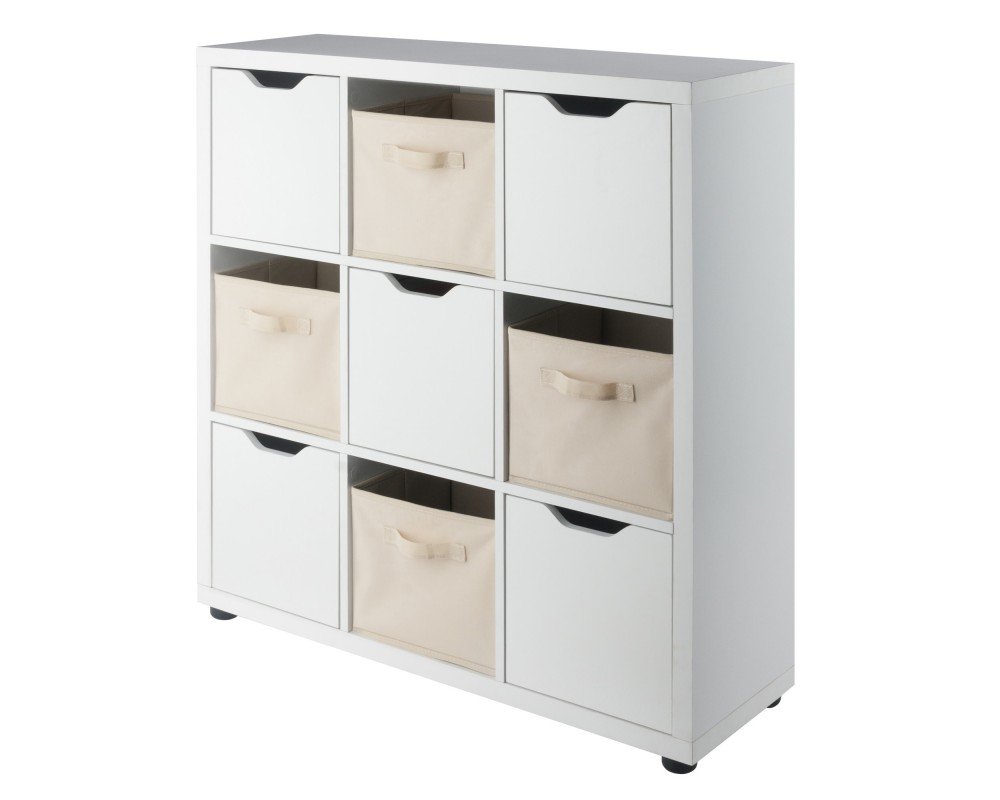 Julian 3x3 Storage 5-Pc Cabinet Set, Beige & White
