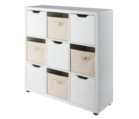 Julian 3x3 Storage 5-Pc Cabinet Set, Beige & White