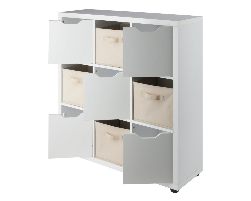 Julian 3x3 Storage 5-Pc Cabinet Set, Beige & White