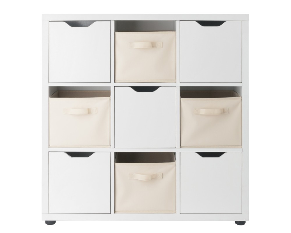 Julian 3x3 Storage 5-Pc Cabinet Set, Beige & White