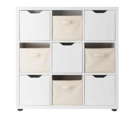 Julian 3x3 Storage 5-Pc Cabinet Set, Beige & White